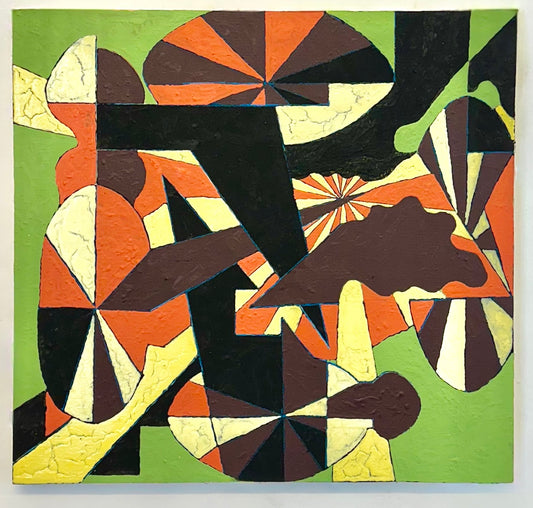 Interwoven shapes over radiating image