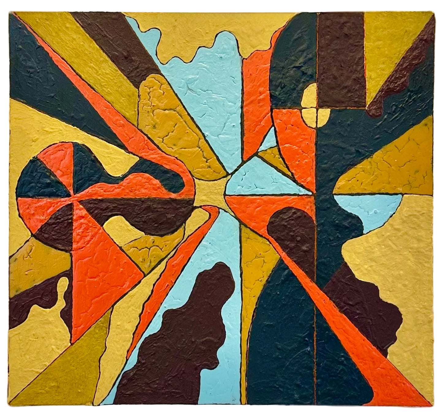 Interwoven shapes over radiating image